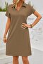 Women's Short Sleeve V Neck Wrap Dress - 2