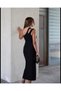 Women's zero sleeve single shoulder drop detail janjan crepe dress - 3