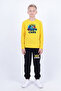Boy's Round Neck Top and Bottom Set with Print Detail and Elastic Cuffs