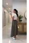 Md Violeta Khaki Elastic Waist Tencel Skirt - 2