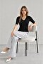 Women's V-Neck Ribbed Short Sleeve Basic Knitwear Blouse - 3