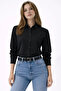 Women's black long sleeve buttoned classic collar shirt suitable for daily and office elegance - 4