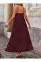 Women's Front-Crossed, Rubber-Detailed, Open-Shoulder, Long Janjan Crepe Dress - 4