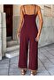 Women's Rope Strap V-Neck Ethnic Stripe Patterned Pocket Detailed Janjan Crepe Jumpsuit - 3