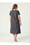 Women's Plus Size Midi Dress V-Neck Short Sleeve Tencel Anthracite - 5