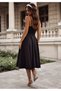 Women's strapless, crossover neckline, midi janjan crepe dress - 3