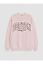 Pink Boston Printed Oversize Women's Sweatshirt