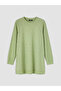 Green Crew Neck Women's Ribbed Tunic