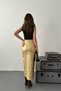 Women's Gold Foil Gabardine High Waist Slit Midi Pencil Skirt - 5