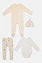 Toddlers Boy 4 Pcs Graphic Print Bodysuit And Beanie Hat, Multicolor - 3