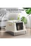 Extra Large Enclosed Stainless Steel Cat Litter Box with Lid | XXXL Giant Metal Enclosed High Sides Litter Boxes for Multi-Cat Households and Overweight Cats - 3