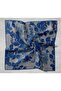Twill Silk Scarf S Cobalt Gray Night Blue Floral Patterned Tok Duruşlu 90X90 - 8