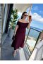 Women's madonna collar midi modal dress