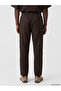 Brown Relax Fit Linen Blend Men's Trousers - 4