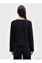 Black V-Neck Tie-Up Textured Blouse - 4
