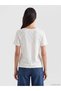 Vizyon New Season Ecru V-Neck Polka Dot Women's T-Shirt - 4