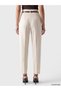 Özmarka New Season Beige Belted Carrot Cut Women's Fabric Trousers - 4