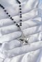 Silver Color Black Bead Zircon Stone Brass Star Model Vip Series Women's Necklace