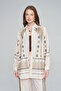 Stone Embroidered Tencel Shirt |   Oversize Beige Shirt