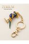 Trendy Bag Charm and Ornament Keychain with Colorful Enamel Parrot Bird Figure Premium - 6