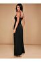 Deep V-Neck Slit Long Janjan Crepe Dress - 3