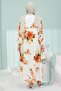 Salmon Half Buttoned Sleeves Elastic Skirt Layered Viscose Dress - 4