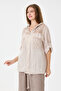 Women's Beige Italian 100% Linen Mesh Hooded Zippered Linen Jacket Size 38 - 44