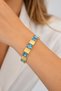 Bohemian Vip Blue Gold Color Geometric Patterned Elastic Women's Bracelet Elastic Flexible Design Zarax Model - 2