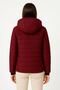 Women's Inflatable Hooded Zippered Coat Water Repellent Quilted Pocketed Jacket - Burgundy - 2