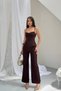 Women's Back Detail Lace Garnished Atlas Fabric Blouse Pants Design Double Set - 4