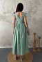 Women's Mint Brode Embroidered Square Neck Ruffle Sleeve Belted Midi Dress - 5