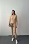 Women's Beige Bottom - Top Set Double-Sided Thermal Long Sleeve Round Neck Slim Fit Set