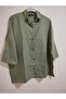 Cotton-Viscose Summer Shirt, Three-Quarter Sleeves, Oversize, Buttoned Shirt