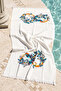 100% Cotton Muslin Butterfly Patterned Beach Towel Bath Sauna Sea Towel Peshtemal 02 White - 3