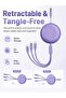 كابل شحن قابل للسحب 3 في 1 بقوة 66 واط، منفذ Type-C و Lightning و Micro-USB، طول 1.1 متر، لون أرجواني - 8