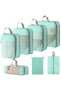 7-piece travel organizer bag set, suitable for storing clothes, shoes, cosmetics, and toiletries, light blue.