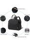 Large black diaper tote bag with 14 pockets, stylish baby bag with stroller hook and 3 insulated pockets, a must-have for baby christening. - 2