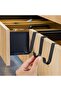 6-Piece Matte Black Stainless Steel Towel Hook Set - Waterproof - Tool-Free Installation - Suitable for Shower Doors Up to 2.1cm Thick - 3