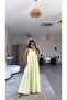 Yellow Wrinkled Fabric Collar Gathered Casual Dress - 3