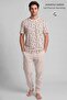 Egyptian Men's Cotton Animal Patterned Pajama Set Light Beige