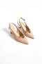 Women's Genuine Leather Heeled Shoes Beige - 3