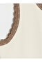 Beige Lace Detailed Crew Neck Women's Undershirt - 2