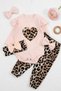 Baby Girl Set Leopard Patterned 3-Piece Baby Girl Set Body Pants Bandana Set - 2