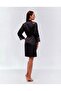 Diana Black Lace Detailed Satin Dressing Gown - 3