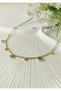 Turquoise Round Stone Detailed Gold Steel Anklet 23+5 cm - 2