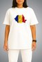 Oversize Romania Flag and Map Chest Printed Unisex T-Shirt - 2