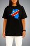 Oversize Democratic Republic of Congo Flag and Map Small Chest Printed Unisex T-Shirt - 2