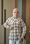 Women's Plaid Pattern Waist Tie Shirt Green - 2
