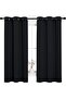 Solid black insulated grommet blinds/blinds for bedroom windows (2 blinds, 107 cm wide x 160 cm long, black)
