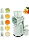 5-in-1 Rotary Cheese Grater with Hand Crank & Handle - Strong Suction Base Veggie & Nut Shredder with Blade Storage (Green)